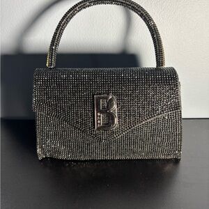 Bebe Black Crystal-Embellished Top Handle Bag